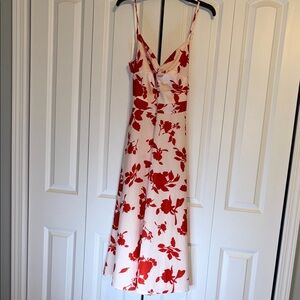SHEIN Red Floral Midi Dress